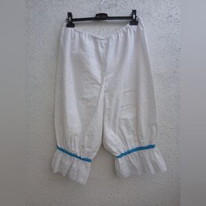 White Ruffled Bottoms Bloomers Turquoise Blue Trim Cosplay Halloween Costume